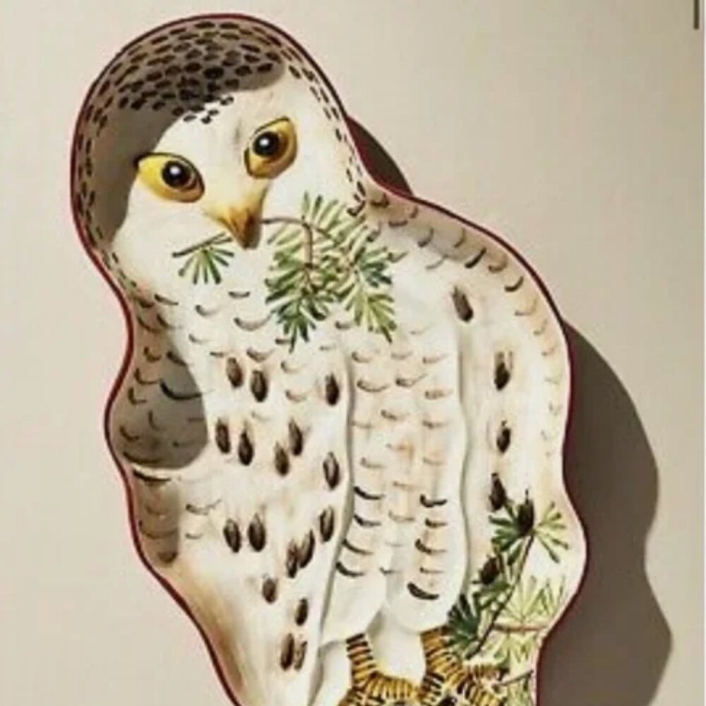 Anthropologie Nathalie Lete Snowy Owl Serving Platter NEW